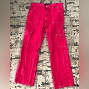 Bright pink Monkey Ride cargo pants stretch 7 (juniors)